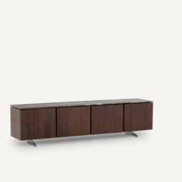 Jakto TV Stand in Walnut and Travertine Veneer - thumbnail 1