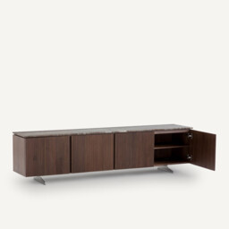 Jakto TV Stand in Walnut and Travertine Veneer - thumbnail 4
