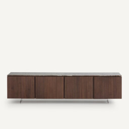 Jakto TV Stand in Walnut and Travertine Veneer - thumbnail 3