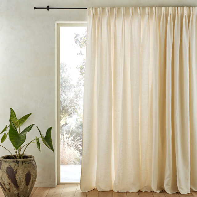 Cotton Lined Linen Curtain, Flemish Pleats, Colin - image 1