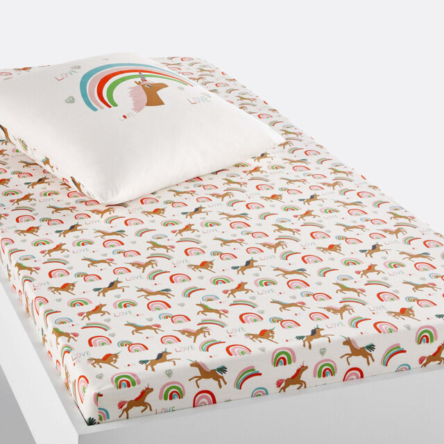 Licorne Fitted Sheet in Unicorn Print Cotton Percale - image 1