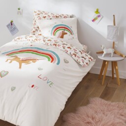 Licorne Fitted Sheet in Unicorn Print Cotton Percale - thumbnail 2