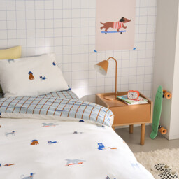 Team Chiens Dog Print Washed Cotton Child's Fitted Sheet with 25cm Flap - thumbnail 2