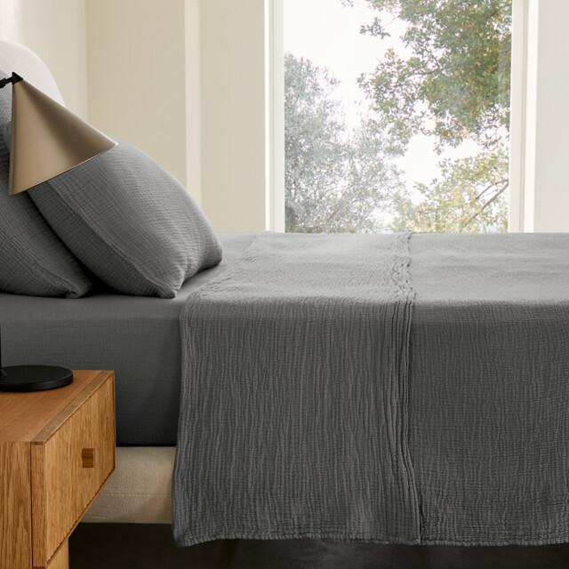 Yafa Flat Sheet in Organic Cotton Muslin - image 1