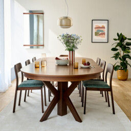 Gosling 6-12 Seater Dining Table in Walnut Veneer and Stained Beech - thumbnail 3