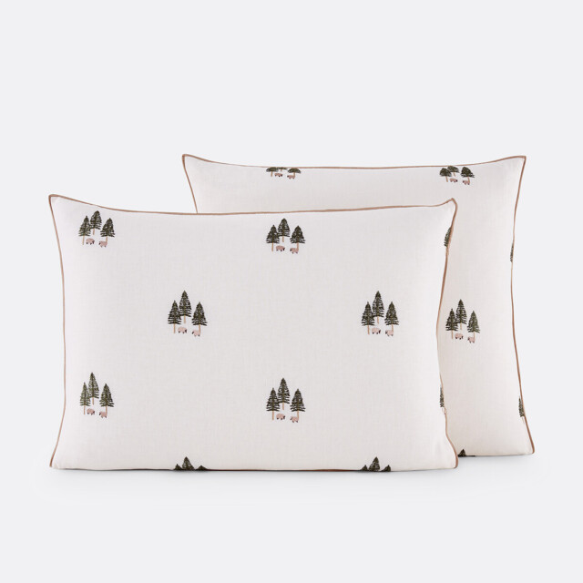 Anton Embroidered Pillowcase in Washed Cotton/linen - image 1