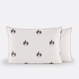 Anton Embroidered Pillowcase in Washed Cotton/linen - thumbnail 3