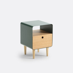 Joris Bedside Table in Ash Veneer and Metal