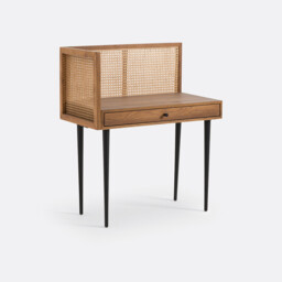 Noya Vintage Desk with Rattan Panels - thumbnail 4