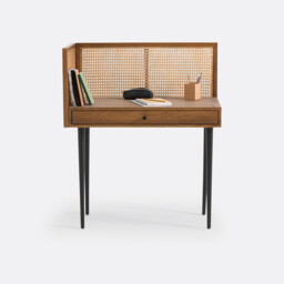 Noya Vintage Desk with Rattan Panels - thumbnail 2