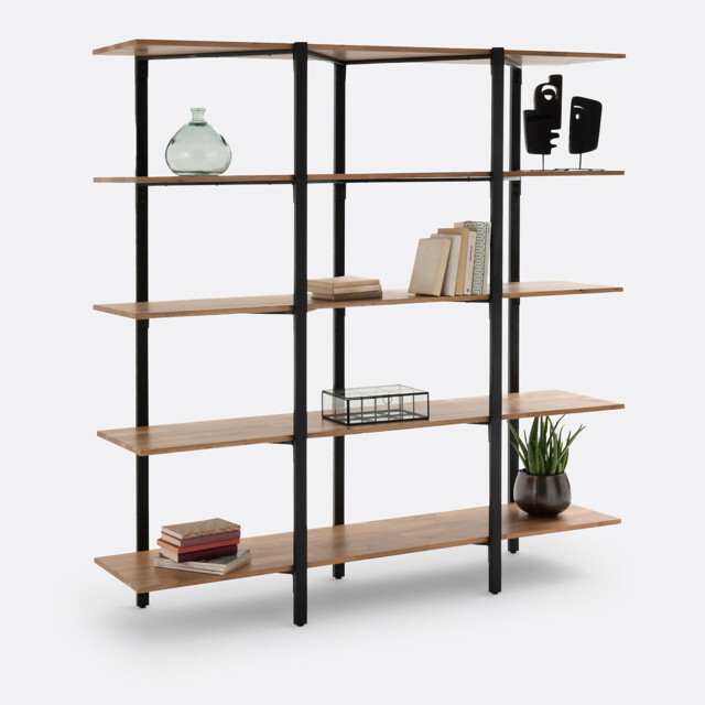 Hiba Bookcase in Solid Oak and Steel - image 1
