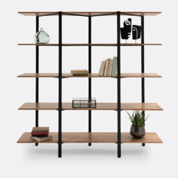 Hiba Bookcase in Solid Oak and Steel - thumbnail 3