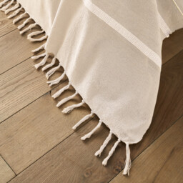 Nedo Fringed Striped 100% Cotton Bedspread - thumbnail 2