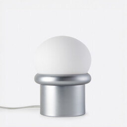 Calan Table Lamp in Chrome-Plated Iron and Opaline Glass - thumbnail 1