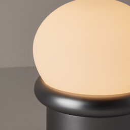 Calan Table Lamp in Chrome-Plated Iron and Opaline Glass - thumbnail 4