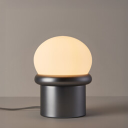Calan Table Lamp in Chrome-Plated Iron and Opaline Glass - thumbnail 3