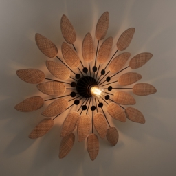 Léonie 71.5cm Diameter Cane & Metal Wall Light - thumbnail 2