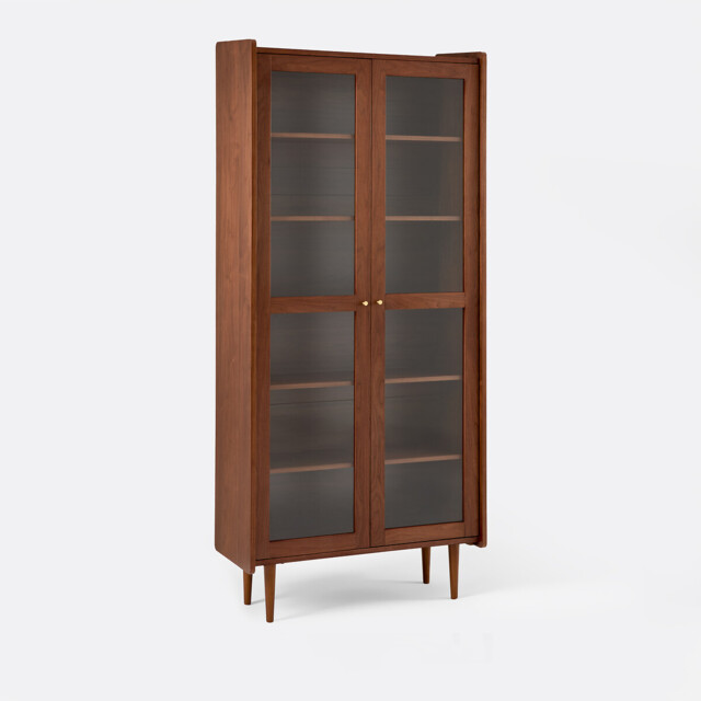 Ronda Walnut Veneer 2-Door Vintage Display Cabinet - image 1