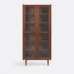Ronda Walnut Veneer 2-Door Vintage Display Cabinet - thumbnail 3