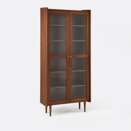 Ronda Walnut Veneer 2-Door Vintage Display Cabinet - thumbnail 1