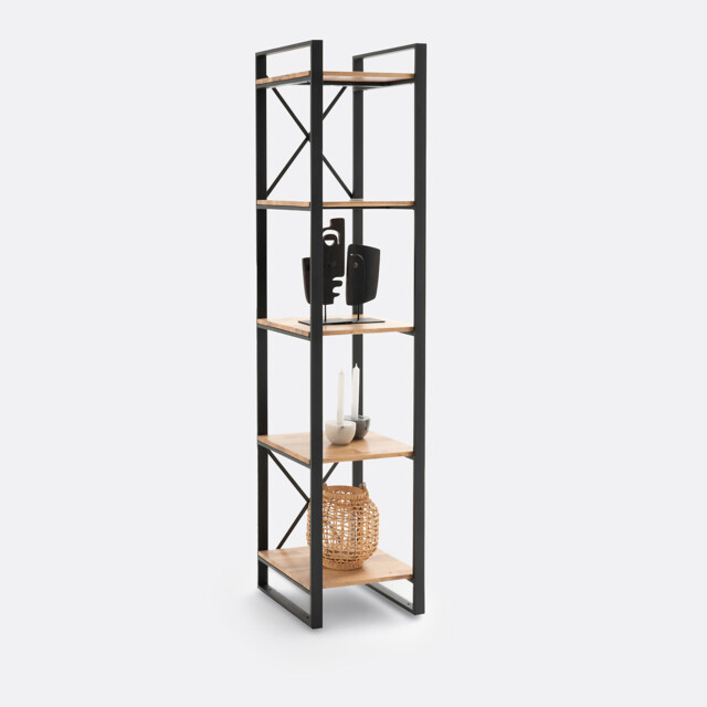 Hiba Bookcase in Solid Oak and Steel - image 1