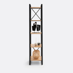 Hiba Bookcase in Solid Oak and Steel - thumbnail 4