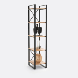Hiba Bookcase in Solid Oak and Steel - thumbnail 1