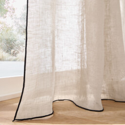 Onega Linen Voile Panel with Black Taped Edging - thumbnail 3