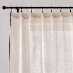 Onega Linen Voile Panel with Black Taped Edging - thumbnail 1