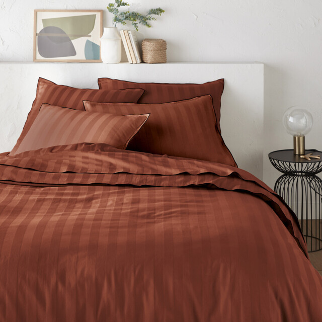 Victor Striped Washed Cotton Satin 300 Thread Count Duvet Cover - image 1