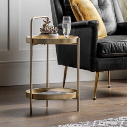 Etah Two Tier Metal Tray Side Table - thumbnail 1