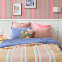 Acélie Lavender/Ochre Washed Linen Pillowcase - thumbnail 2
