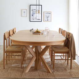 Gosling 6-12 Seater Round Extending Dining Table in Oak and Veneer - thumbnail 3