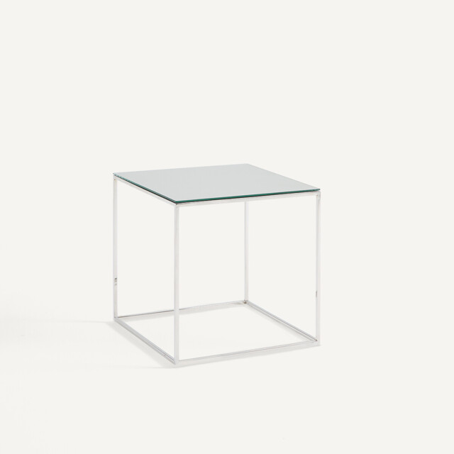 Mahaut Chrome-Plated Metal Mirrored Side Table - image 1