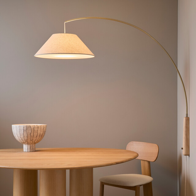Nestwood Articulated Wall Light in Solid Oak and Linen - image 1