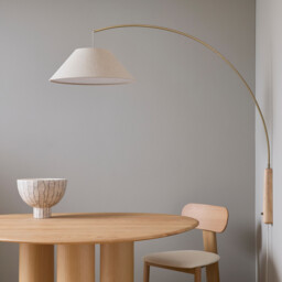 Nestwood Articulated Wall Light in Solid Oak and Linen - thumbnail 2