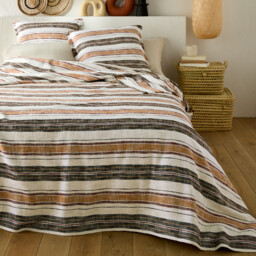 Imazai Striped Cotton Basket Weave Bedspread