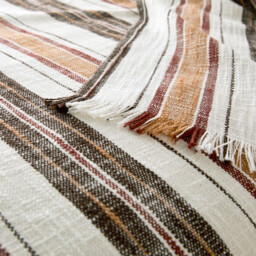 Imazai Striped Cotton Basket Weave Bedspread - thumbnail 3