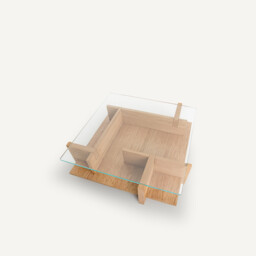 Laby Coffee Table in Sandblasted Oak Veneer with Tempered Glass - thumbnail 4