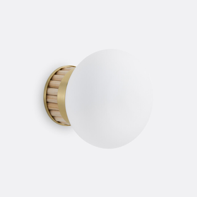 Dolce Wall Or Ceiling Light in Brass, Bamboo and Opaline Glass - image 1