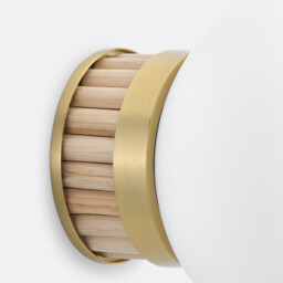 Dolce Wall Or Ceiling Light in Brass, Bamboo and Opaline Glass - thumbnail 4