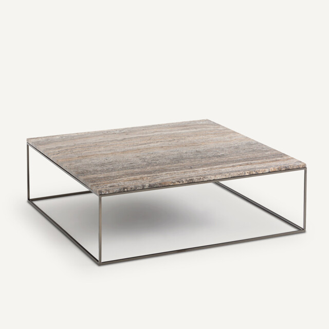 Mahaut Metal and Travertine Coffee Table - image 1