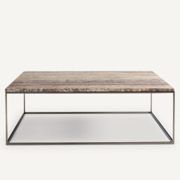 Mahaut Metal and Travertine Coffee Table - thumbnail 3