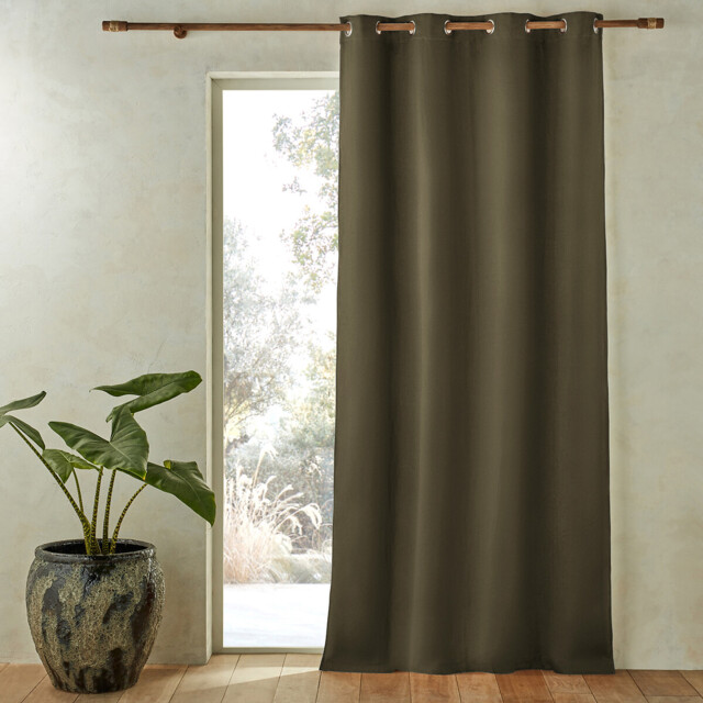 Private Washed Linen Single Lined Blackout Eyelet Curtain - image 1