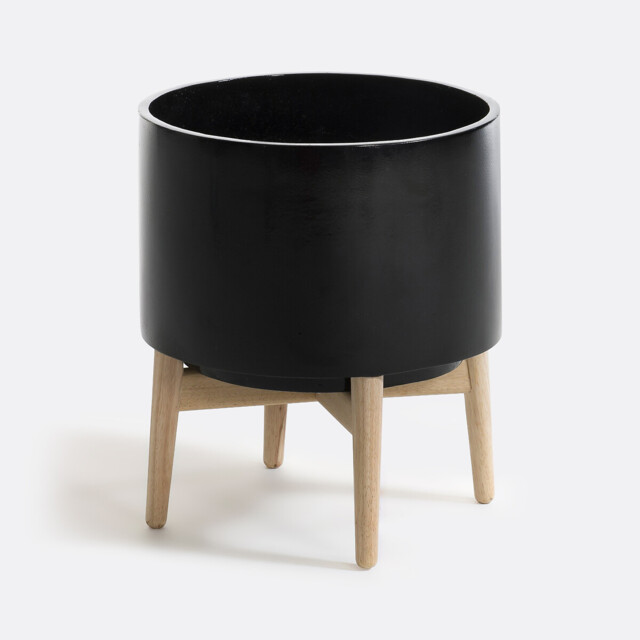 Florian Flower Pot with Wooden Feet, H42cm - image 1