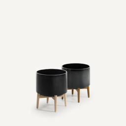 Florian Flower Pot with Wooden Feet, H42cm - thumbnail 2