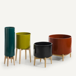 Florian Flower Pot with Wooden Feet, H42cm - thumbnail 3