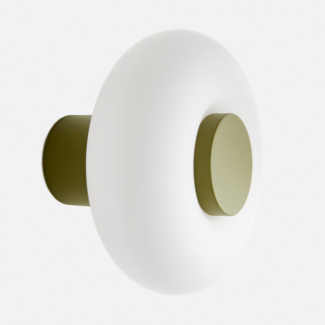 Omer Wall Or Ceiling Light in Iron and Opaline Glass, Diameter 21.5cm - image 1