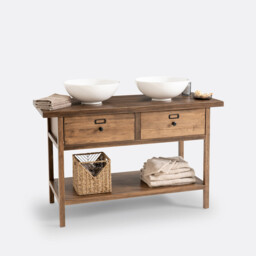 Lunja Solid Pine Double Vanity Unit - thumbnail 4