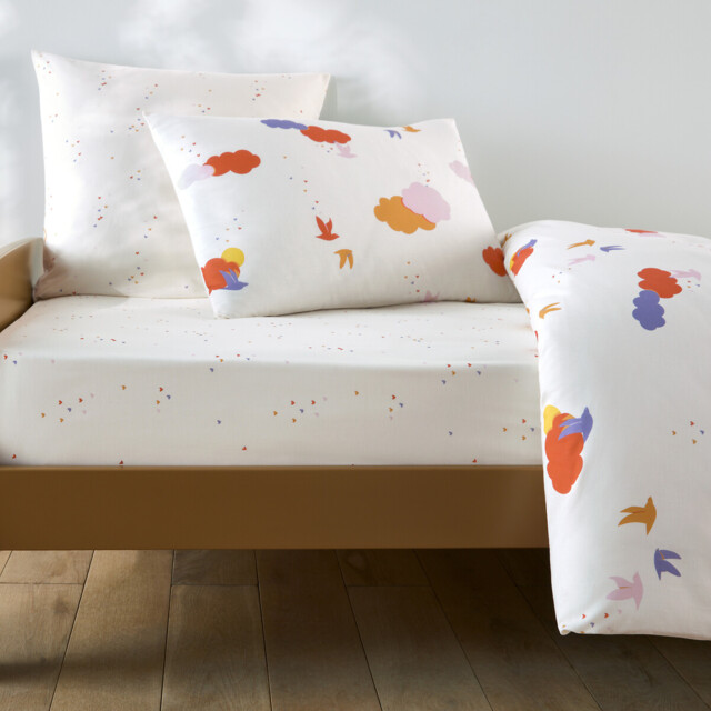 Noki Cloud Print Organic Cotton Child's Fitted Sheet with 25cm Flap - image 1